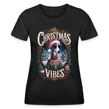 Vibrations de Noël Greyhound - T-shirt sport Femme - noir - Devant - AI Model Female 172 light (172cm)
