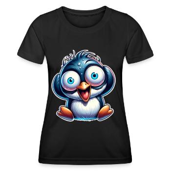 Pinguin Crazy - Frauen Funktions-T-Shirt - Schwarz - Vorne - AI Model Female 172 light (172cm)