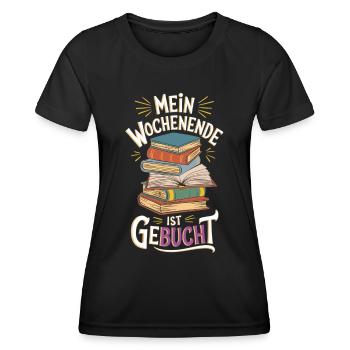 Mein Wochenende ist geBUCHt - Frauen Funktions-T-Shirt - Schwarz - Vorne - AI Model Female 172 light (172cm)