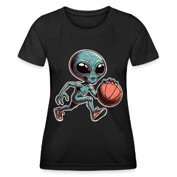 Alien Basketball Dunking - Women's Functional T-Shirt - black - Front - AI Model Female 172 light (172cm)