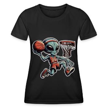Alien Basketball Dunking - Women's Functional T-Shirt - black - Front - AI Model Female 172 light (172cm)