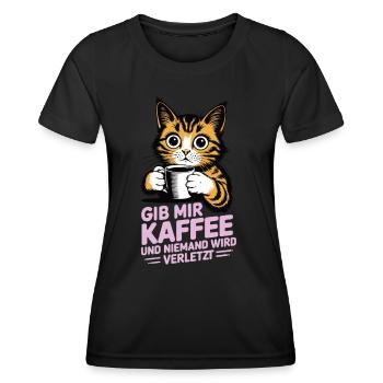 Gib mir Kaffee und niemand wird verletzt - Frauen Funktions-T-Shirt - Schwarz - Vorne - AI Model Female 172 light (172cm)
