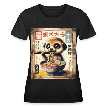 Ramen Meerkat Grunge Poster Style - T-shirt sport Femme - noir - Devant - AI Model Female 172 light (172cm)