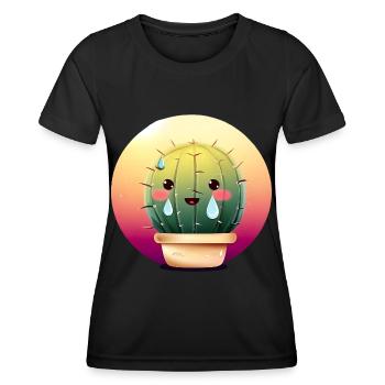Transpiration du cactus au coucher du soleil - T-shirt sport Femme - noir - Devant - AI Model Female 172 light (172cm)