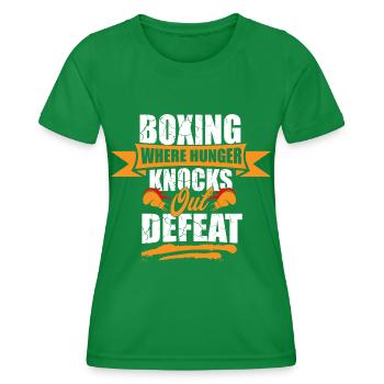 boksning, hvor sult slår nederlag ud, - Funktionsshirt til damer - kelly grøn - Foran - AI Model Female 172 dark (172cm)