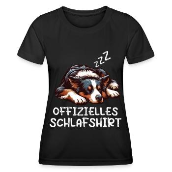 Offizielles Schlafshirt Australian Shepherd Aussie - Frauen Funktions-T-Shirt - Schwarz - Vorne - AI Model Female 172 light (172cm)