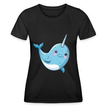 Verspieltes Narwal Einhorn Unterwasserwelt - Frauen Funktions-T-Shirt - Schwarz - Vorne - AI Model Female 172 light (172cm)