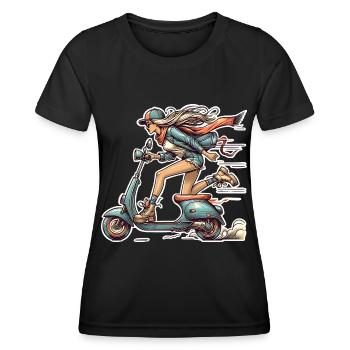 Scooter Cyclomoteur Scooter - T-shirt sport Femme - noir - Devant - AI Model Female 172 light (172cm)