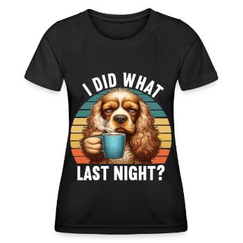 J’ai fait ce que la nuit dernière Cocker Spaniel Cockerhund - T-shirt sport Femme - noir - Devant - AI Model Female 172 light (172cm)