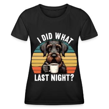 J’ai fait ce que la nuit dernière Chien de chasse allemand à poil dur - T-shirt sport Femme - noir - Devant - AI Model Female 172 light (172cm)