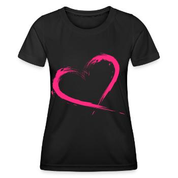 Pinceau Heart Design rose rose Nouvelle variante - T-shirt sport Femme - noir - Devant - AI Model Female 172 light (172cm)