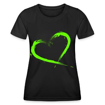 Heart Design Brush Green Light Green - Women's Functional T-Shirt - black - Front - AI Model Female 172 light (172cm)