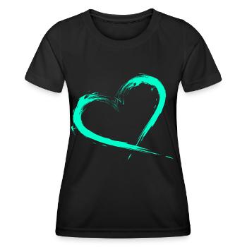 Herz Design Türkis Vektor neu - Frauen Funktions-T-Shirt - Schwarz - Vorne - AI Model Female 172 light (172cm)