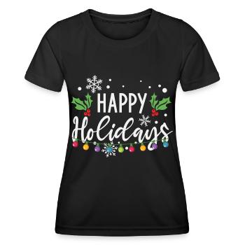 Joyeuses Fêtes De Noël Ampoules - T-shirt sport Femme - noir - Devant - AI Model Female 172 light (172cm)