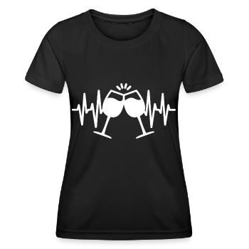 Wein Herzschlag Weinliebhaber - Frauen Funktions-T-Shirt - Schwarz - Vorne - AI Model Female 172 light (172cm)
