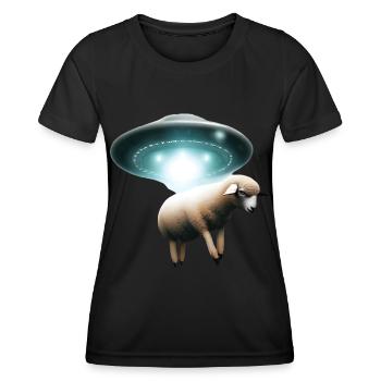 Schaf Entführung durch UFO - Frauen Funktions-T-Shirt - Schwarz - Vorne - AI Model Female 172 light (172cm)