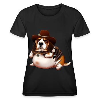Gros Beagle Cowboy - T-shirt sport Femme - noir - Devant - AI Model Female 172 light (172cm)