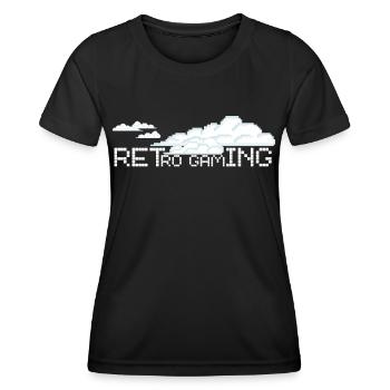 RETRO GAMING nuages pixels - T-shirt sport Femme - noir - Devant - AI Model Female 172 light (172cm)