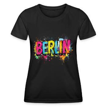Berlin Graffiti Police Street Art Style Urbain - T-shirt sport Femme - noir - Devant - AI Model Female 172 light (172cm)