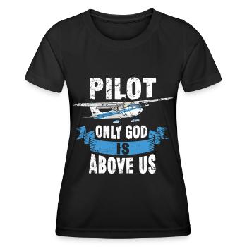 Propeller Flugzeug Pilot Flieger - Frauen Funktions-T-Shirt - Schwarz - Vorne - AI Model Female 172 light (172cm)
