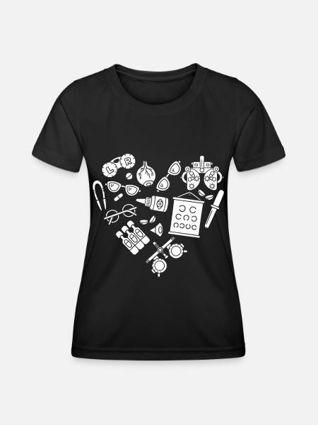 Augenoptiker Optiker Augenarzt Herz - Frauen Funktions-T-Shirt - Schwarz
