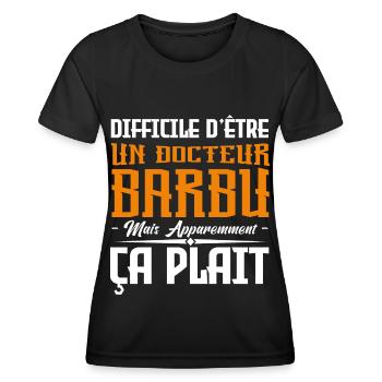 infirmier barbu, citations barbe, cadeau infirmier - T-shirt sport Femme - noir - Devant - AI Model Female 172 light (172cm)
