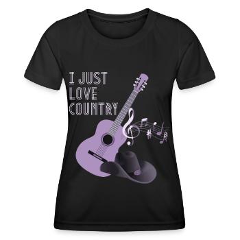 Country Music Spruch, Country Gitarre - Frauen Funktions-T-Shirt - Schwarz - Vorne - AI Model Female 172 light (172cm)