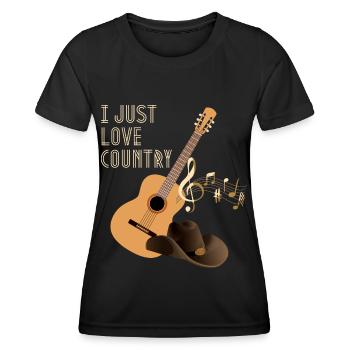 Country Music Spruch, Country Gitarre - Frauen Funktions-T-Shirt - Schwarz - Vorne - AI Model Female 172 light (172cm)