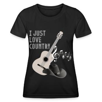 Country Music Spruch, Country Gitarre - Frauen Funktions-T-Shirt - Schwarz - Vorne - AI Model Female 172 light (172cm)