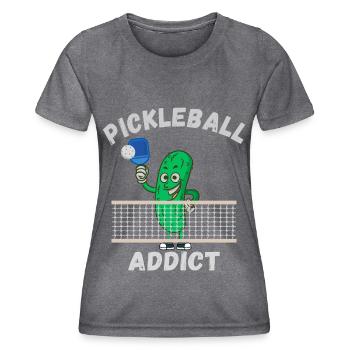 Pickleball Addict - Women's Functional T-Shirt - dark melange  - Front - AI Model Female 172 light (172cm)