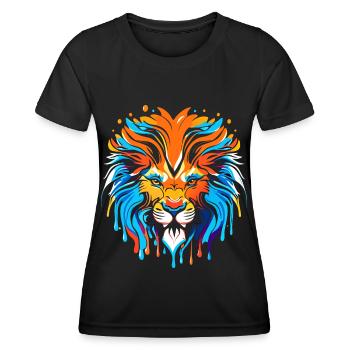 Lion's Head, Colorful, Zodiac Sign - Women's Functional T-Shirt - black - Front - AI Model Female 172 light (172cm)