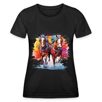 Chevaux de trait, attelage - T-shirt sport Femme - noir - Devant - AI Model Female 172 light (172cm)