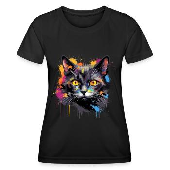 schwarze Katze - Frauen Funktions-T-Shirt - Schwarz - Vorne - AI Model Female 172 light (172cm)
