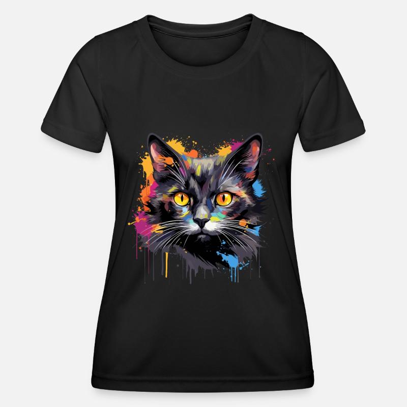 black cat - Women's Functional T-Shirt - black