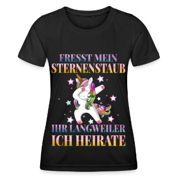 Einhorn Junggesellin Junggesellinnenabschied - Frauen Funktions-T-Shirt - Schwarz - Vorne - AI Model Female 172 light (172cm)