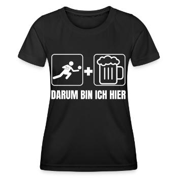 Faustball und Bier darum bin ich hier Faustballer - Frauen Funktions-T-Shirt - Schwarz - Vorne - AI Model Female 172 light (172cm)