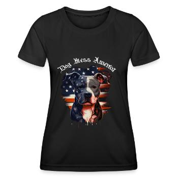 Dog Bless America - T-shirt sport Femme - noir - Devant - AI Model Female 172 light (172cm)