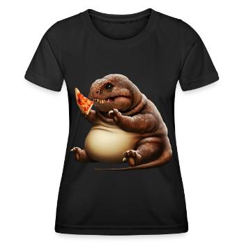 Pizza Loving Dinosaur - Women's Functional T-Shirt - black - Front - AI Model Female 172 light (172cm)