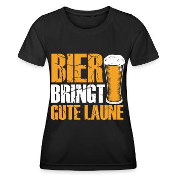 Bier bringt gute Laune, Humor, Spaß, Fun, Genuss, - Frauen Funktions-T-Shirt - Schwarz - Vorne - AI Model Female 172 light (172cm)