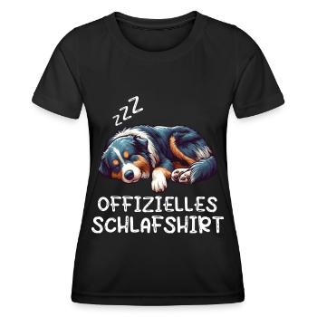 Offizielles Schlafshirt Australian Shepherd Aussie - Frauen Funktions-T-Shirt - Schwarz - Vorne - AI Model Female 172 light (172cm)