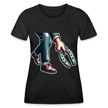 Lancer de fer à cheval Lancer de fer à cheval - T-shirt sport Femme - noir - Devant - AI Model Female 172 light (172cm)