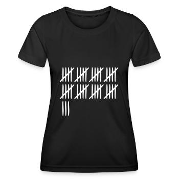 43 Anniversaire Liste-barres - 43 ans - T-shirt sport Femme - noir - Devant - AI Model Female 172 light (172cm)