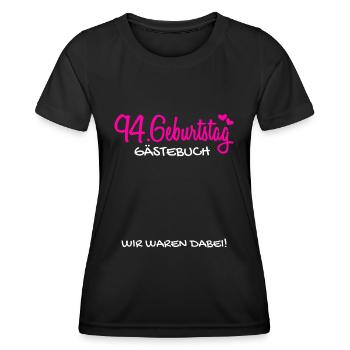 94 Geburtstag Gästebuch 94 Jahre Geschenk - Frauen Funktions-T-Shirt - Schwarz - Vorne - AI Model Female 172 light (172cm)