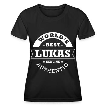 Lukas Geschenk T-Shirt personalisierter Name lukas - Frauen Funktions-T-Shirt - Schwarz - Vorne - AI Model Female 172 light (172cm)