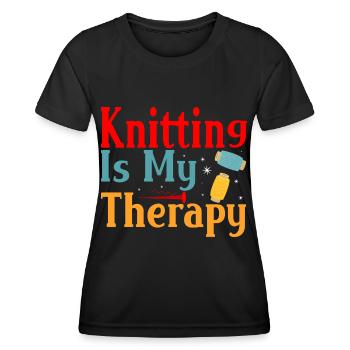 Lustiges Stricken - Frauen Funktions-T-Shirt - Schwarz - Vorne - AI Model Female 172 light (172cm)