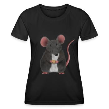 Petite souris ou rat mignon - T-shirt sport Femme - noir - Devant - AI Model Female 172 light (172cm)