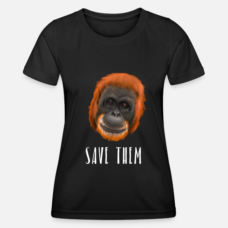 Monkey Ape Orang Utan - save them - Women's Functional T-Shirt - black