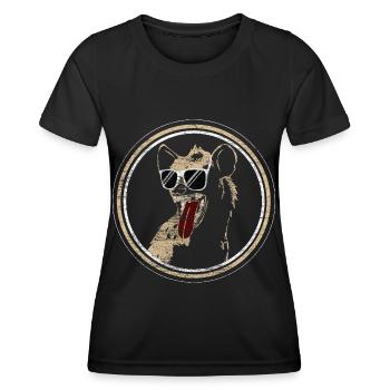 Hyäne Lachen Raubtier - Frauen Funktions-T-Shirt - Schwarz - Vorne - AI Model Female 172 light (172cm)