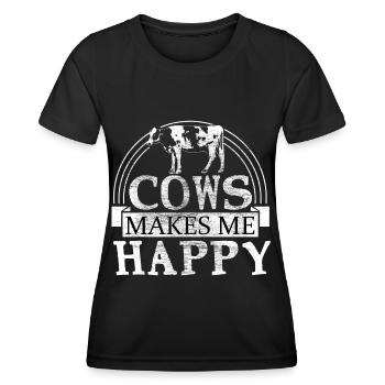 Kuh Kuhglocke Tier Geschenk - Frauen Funktions-T-Shirt - Schwarz - Vorne - AI Model Female 172 light (172cm)