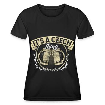 Tchéquie République Tchèque Drapeau Idée de cadeau - T-shirt sport Femme - noir - Devant - AI Model Female 172 light (172cm)
